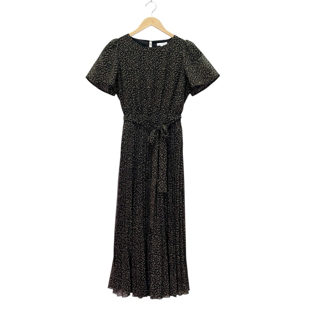 Baltic Born Black Midi Dress with Subtle Cream Print - Picture 2 of 14